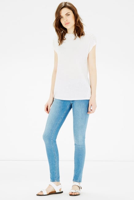 Warehouse White Embellished Top Warehouse White Embellished Top