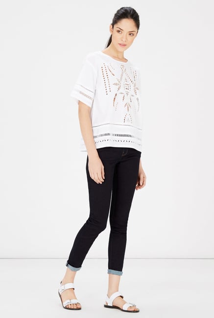 Warehouse White Cutwork Top Warehouse White Cutwork Top