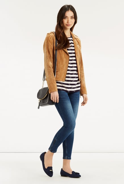 Oasis Navy & Off White Striped Top Oasis Navy & Off White Striped Top