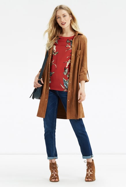 Oasis Brick Red Floral Print Top Oasis Brick Red Floral Print Top