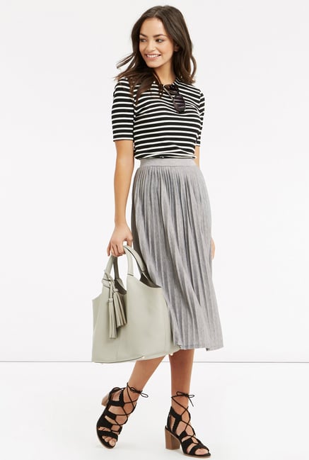 Oasis Pale Grey Pleated Midi Skirt Oasis Pale Grey Pleated Midi Skirt