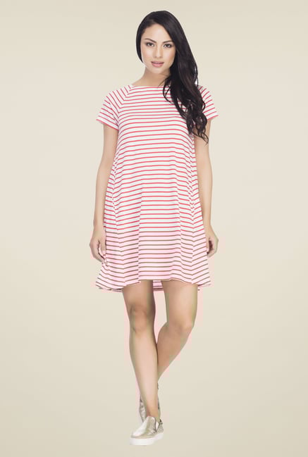 Femella Pink & White Striped Shift Dress Femella Pink & White Striped Shift Dress