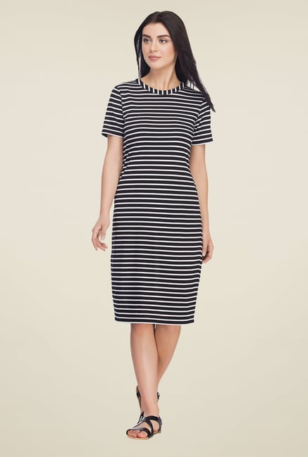Femella Black Striped Shift Dress Femella Black Striped Shift Dress