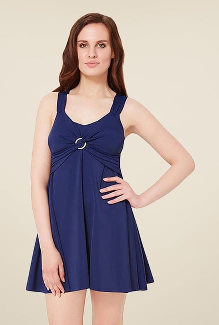 Amante Navy Solid Swim Dress Amante Navy Solid Swim Dress