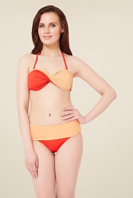 Amante Orange Twisted Bandeau Swimwear Bra Amante Orange Twisted Bandeau Swimwear Bra