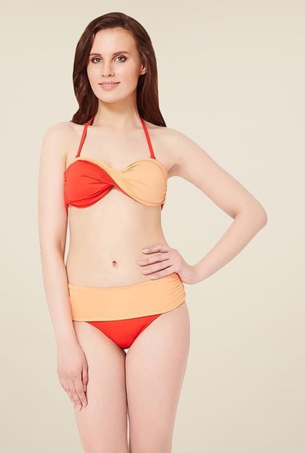 Amante Orange Ruched Waist Bottom Swimwear Amante Orange Ruched Waist Bottom Swimwear
