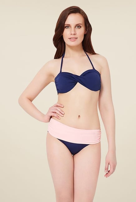 Amante Navy Twisted Bandeau Swimwear Bra Amante Navy Twisted Bandeau Swimwear Bra