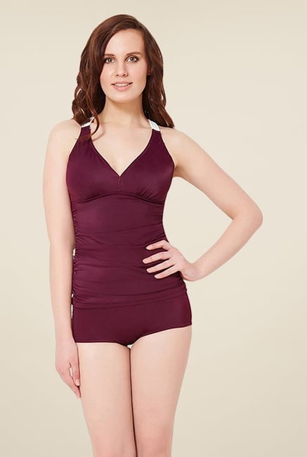 Amante Purple Solid Swimwear Boyshort Amante Purple Solid Swimwear Boyshort