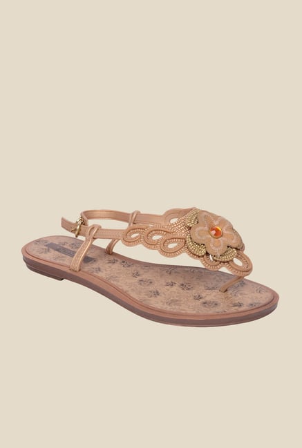 Grendha Gold & Brown Flat Sandals Grendha Gold & Brown Flat Sandals