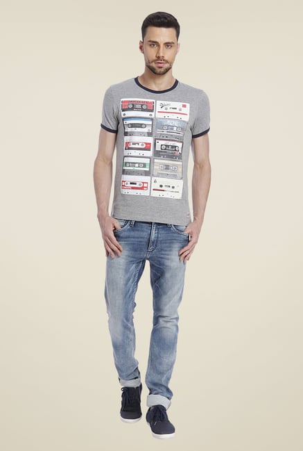 Jack & Jones Grey Graphic Print T Shirt Jack & Jones Grey Graphic Print T Shirt