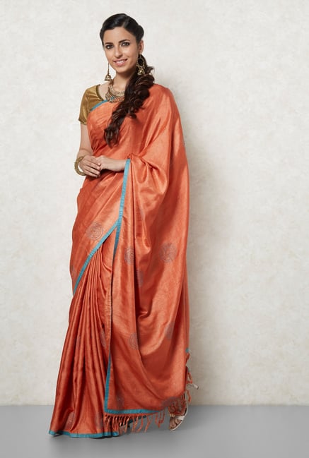 Okhai Rust Cotton Silk Saree Okhai Rust Cotton Silk Saree