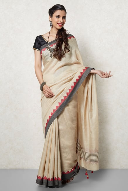 Okhai Beige Moonga Silk Saree Okhai Beige Moonga Silk Saree