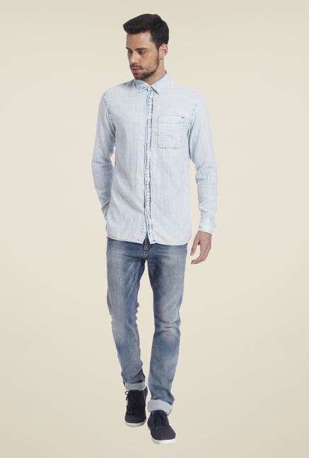 Jack & Jones Sky Blue Solid Shirt Jack & Jones Sky Blue Solid Shirt