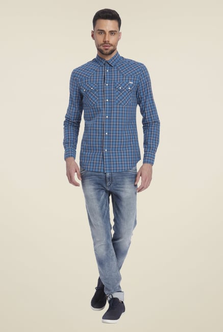 Jack & Jones Blue Checked Shirt Jack & Jones Blue Checked Shirt