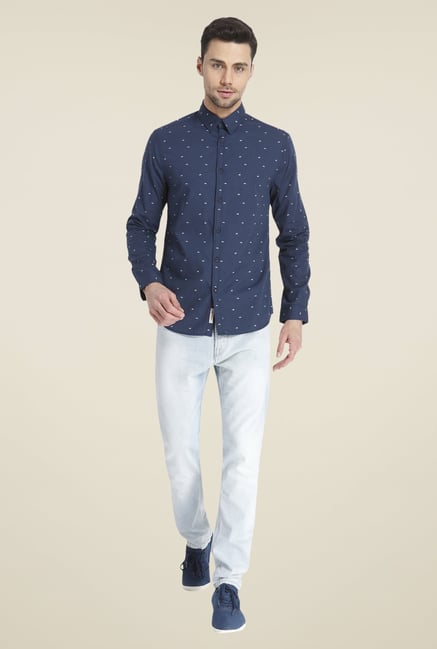 Jack & Jones Navy Printed Shirt Jack & Jones Navy Printed Shirt