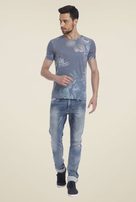 Jack & Jones Blue Cotton Printed T Shirt Jack & Jones Blue Cotton Printed T Shirt