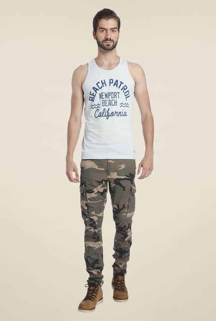 Jack & Jones Light Blue Cotton Printed T Shirt Jack & Jones Light Blue Cotton Printed T Shirt
