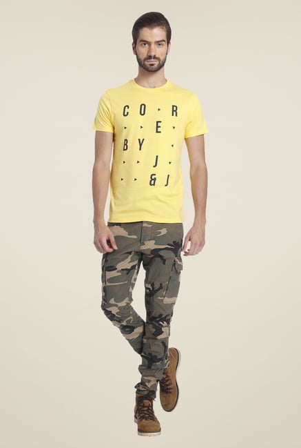 Jack & Jones Yellow Printed T Shirt Jack & Jones Yellow Printed T Shirt