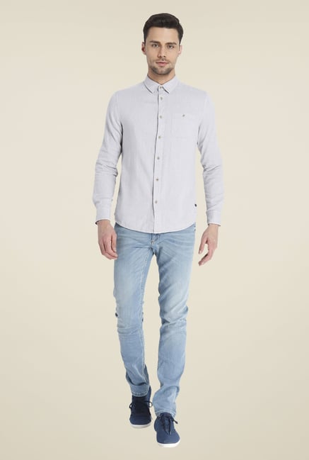 Jack & Jones Grey Cotton Shirt Jack & Jones Grey Cotton Shirt