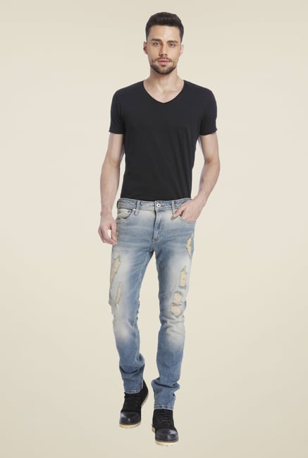 Jack & Jones Blue Ripped Jeans Jack & Jones Blue Ripped Jeans
