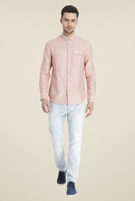 Jack & Jones Pink Linen Shirt Jack & Jones Pink Linen Shirt