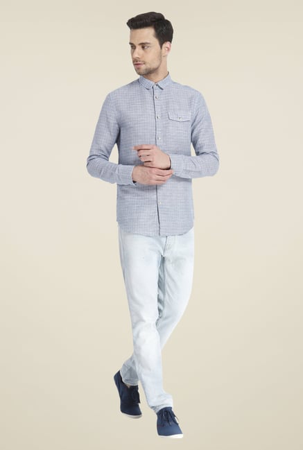 Jack & Jones Grey Checked Linen Shirt Jack & Jones Grey Checked Linen Shirt
