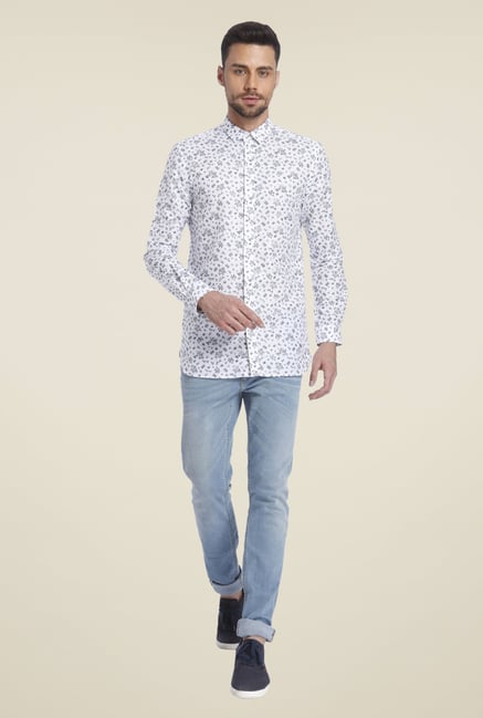 Jack & Jones White Printed Linen Shirt Jack & Jones White Printed Linen Shirt