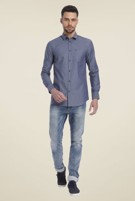 Jack & Jones Navy Printed Shirt Jack & Jones Navy Printed Shirt
