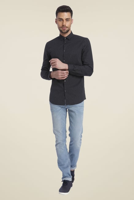 Jack & Jones Black Printed Cotton Shirt Jack & Jones Black Printed Cotton Shirt