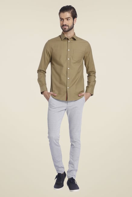 Jack & Jones Khaki Self Print Shirt Jack & Jones Khaki Self Print Shirt
