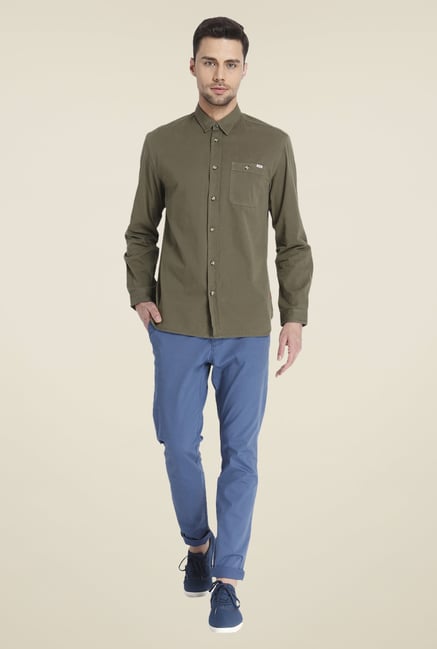 Jack & Jones Olive Solid Shirt Jack & Jones Olive Solid Shirt