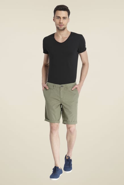 Jack & Jones Olive Cotton Shorts Jack & Jones Olive Cotton Shorts