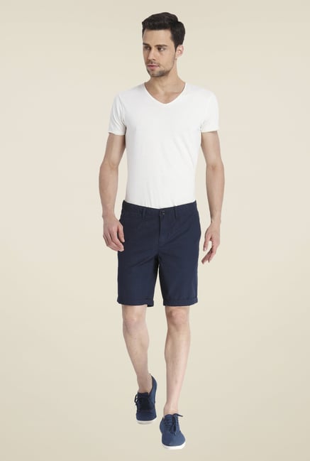 Jack & Jones Navy Solid Shorts Jack & Jones Navy Solid Shorts