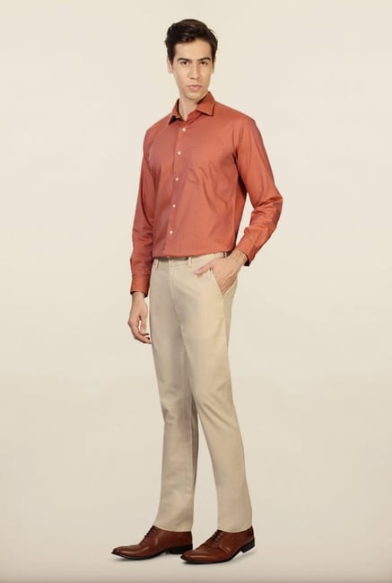 Allen Solly Cream Solid Formal Trouser Allen Solly Cream Solid Formal Trouser