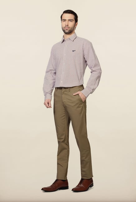 Van Heusen Khaki Solid Formal Trouser Van Heusen Khaki Solid Formal Trouser