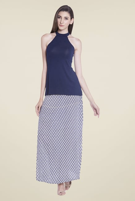Globus Navy Solid Sleeveless Top Globus Navy Solid Sleeveless Top