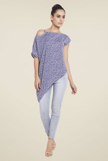 Globus Blue Printed Short Sleeve Top Globus Blue Printed Short Sleeve Top