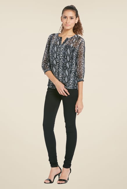 Globus Black Printed Top Globus Black Printed Top