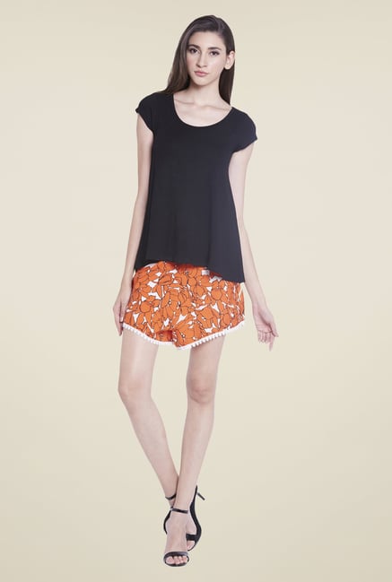Globus Black U Neck Solid Top Globus Black U Neck Solid Top