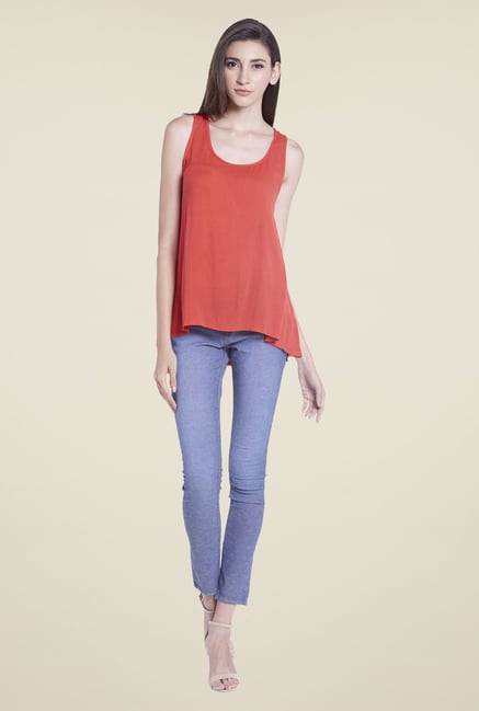Globus Coral Solid U Neck Top Globus Coral Solid U Neck Top