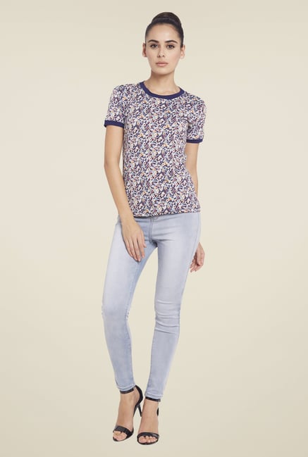 Globus Multicolor Printed Round Neck Top Globus Multicolor Printed Round Neck Top