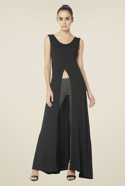 Globus Black Solid Slit Top Globus Black Solid Slit Top