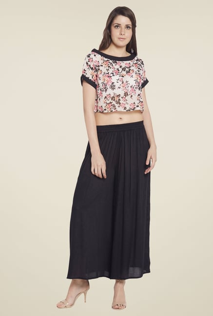 Globus Beige Floral Printed Crop Top Globus Beige Floral Printed Crop Top