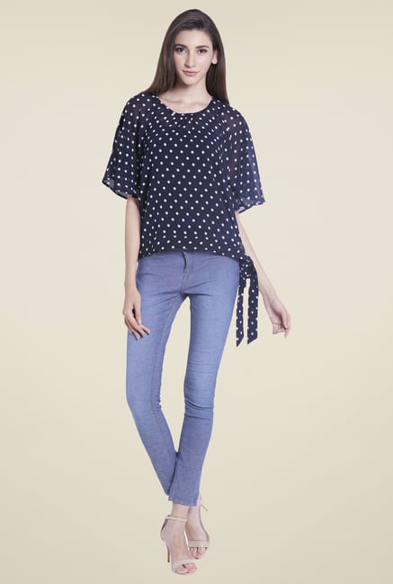 Globus Navy Printed Top Globus Navy Printed Top