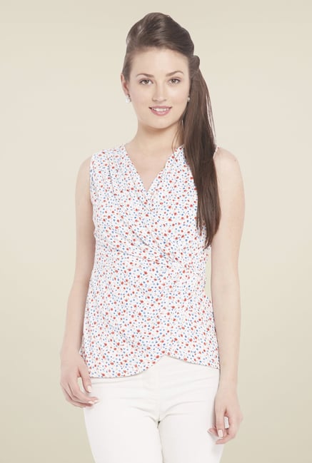Globus Off White Printed Sleeveless Top Globus Off White Printed Sleeveless Top