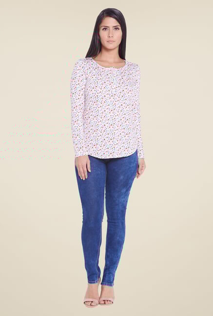 Globus White Printed Full Sleeves Top Globus White Printed Full Sleeves Top
