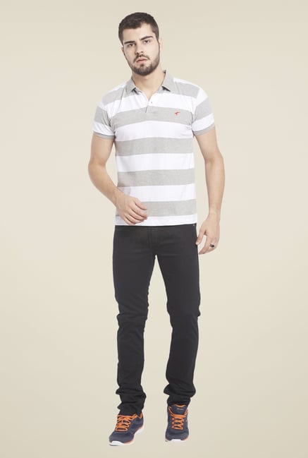 Globus Grey Striped Polo T Shirt Globus Grey Striped Polo T Shirt