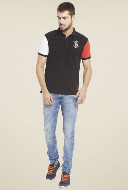 Globus Black Solid Polo T Shirt Globus Black Solid Polo T Shirt