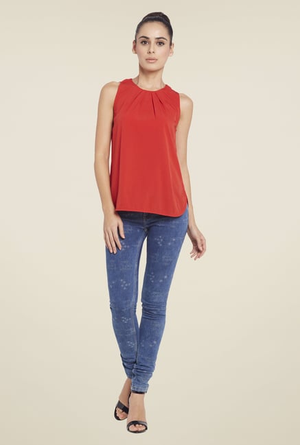 Globus Red Solid Sleeveless Top Globus Red Solid Sleeveless Top