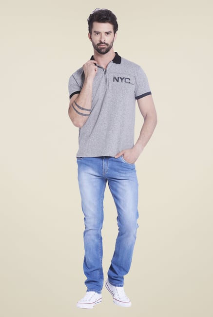 Globus Grey Solid Polo T Shirt Globus Grey Solid Polo T Shirt
